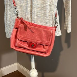 Small pink coach cross body bag